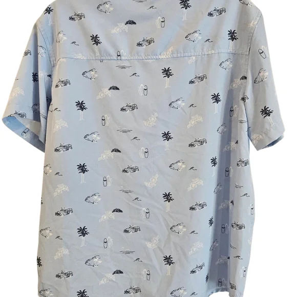 Mountain and Isles Shirt Mens Medium blue tropical button up beach summer EUC - Picture 6 of 6